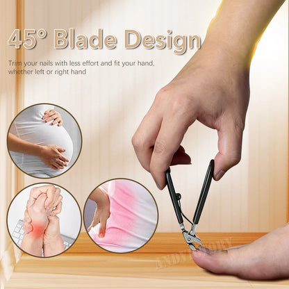 Angled Head Nail Clippers Woman Man Toenail Clipper Thick Nails Stainless Steel Curved Blade Nail Cutter Trimmer Manicure Tools