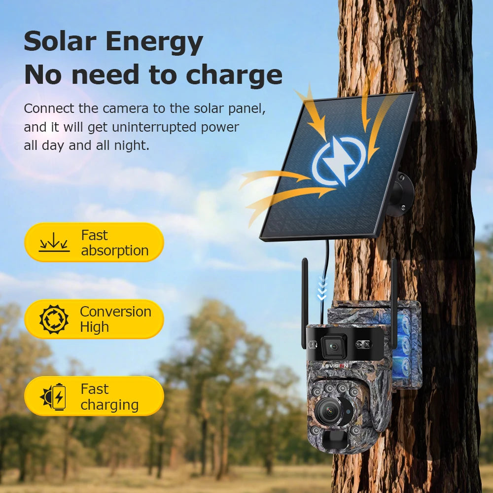 LS VISION 12MP 20X Optical Zoom 4G/ WiFi Solar Camera Outdoor Camouflage PTZ Cameras Surveillance CCTV Solar Hunting Camera Ubox