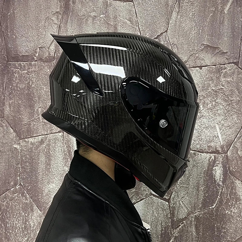 ORZ Carbon Fiber Motorcycle Helmets Men's and Women's Four Seasons Lightweight Helmets Motocross Color Lens Cosas Moto