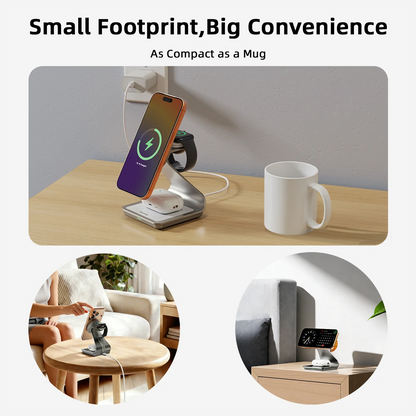 Bonola Magnetic 3 in 1 Wireless Charger for iPhone 17/16/15/13/14/12 30W Wireless Charging Station for Apple Watch/AirPods Pro