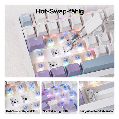 AJAZZ AK820 PRO mekaniskt tangentbord – tysk ISO-DE, RGB och TFT-skärm