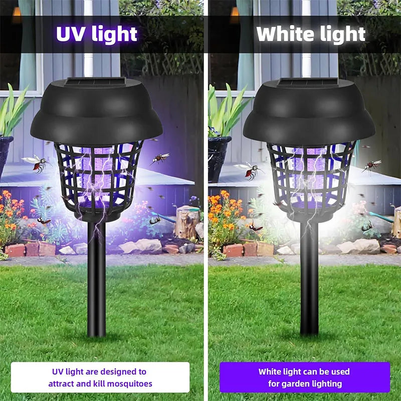 Solar and Electric Shock Mosquito Repellent Lamp Waterproof Bug Zapper 2Mode LED Light for Outdoor Garden Lawn Camping Villa Use
