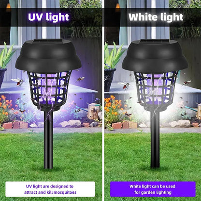 Solar and Electric Shock Mosquito Repellent Lamp Waterproof Bug Zapper 2Mode LED Light for Outdoor Garden Lawn Camping Villa Use