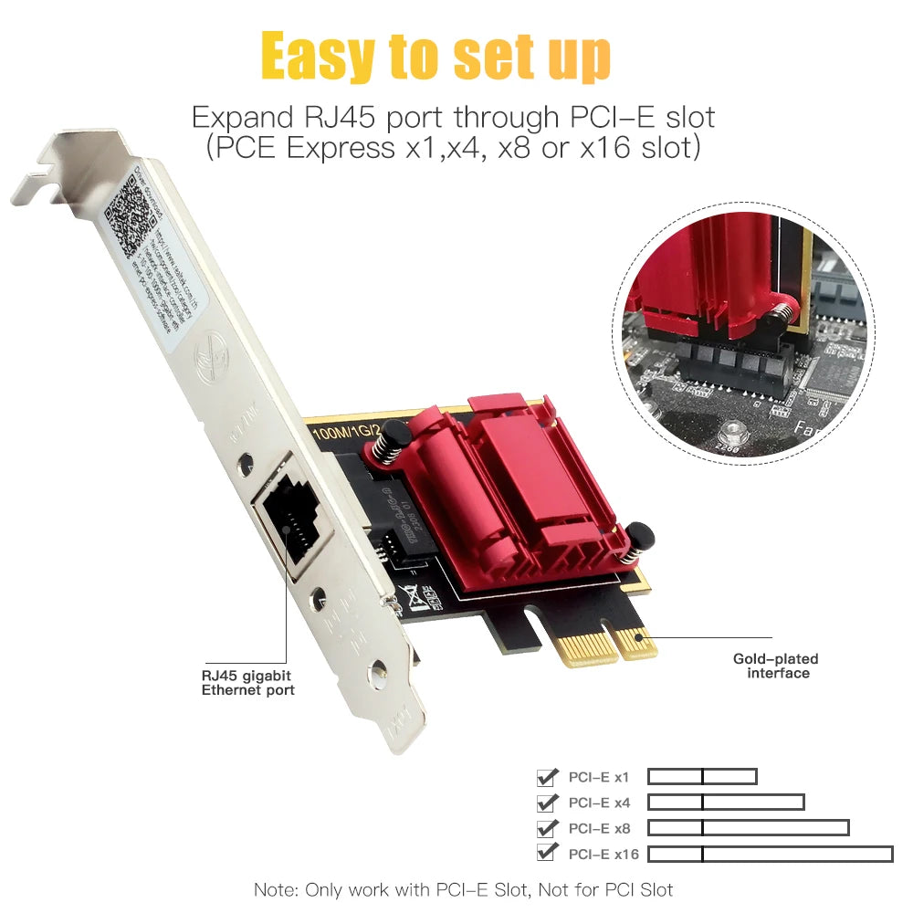 PCIe-nätverkskort 2,5 GbE med RJ45 – RTL8125B