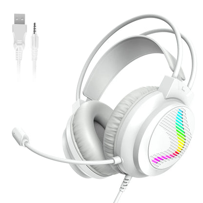 AKKHOO Gaming Headset 3,5mm RGB – 360° Roterbar Mikrofon Minnesskum CE/RoHS Internetcafé Gaming Svart Vit