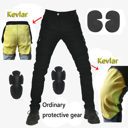 Skyddande motorcykeljeans och körbyxor