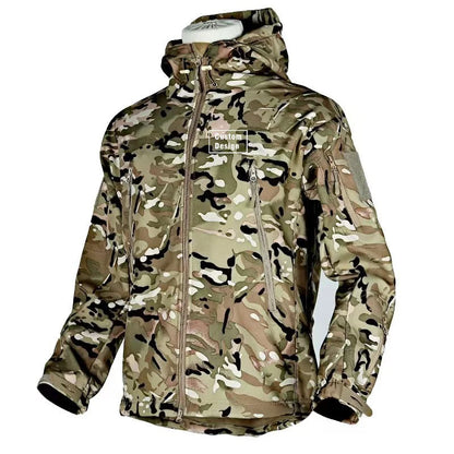 Herr Militär Softshell Set 2026 – Fleece Jacka + Byxor Outdoor, Grå/Svart/Khaki/Kamouflage S–4XL
