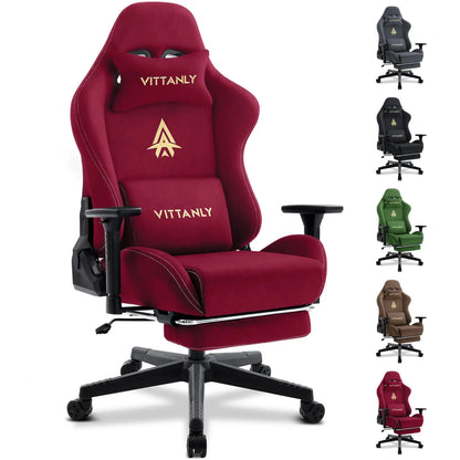 Vittanly Gaming Chair Breathable Office Chair Made of High-Quality Fabric New Adjustable and Rotating Desk Chair with Footrest