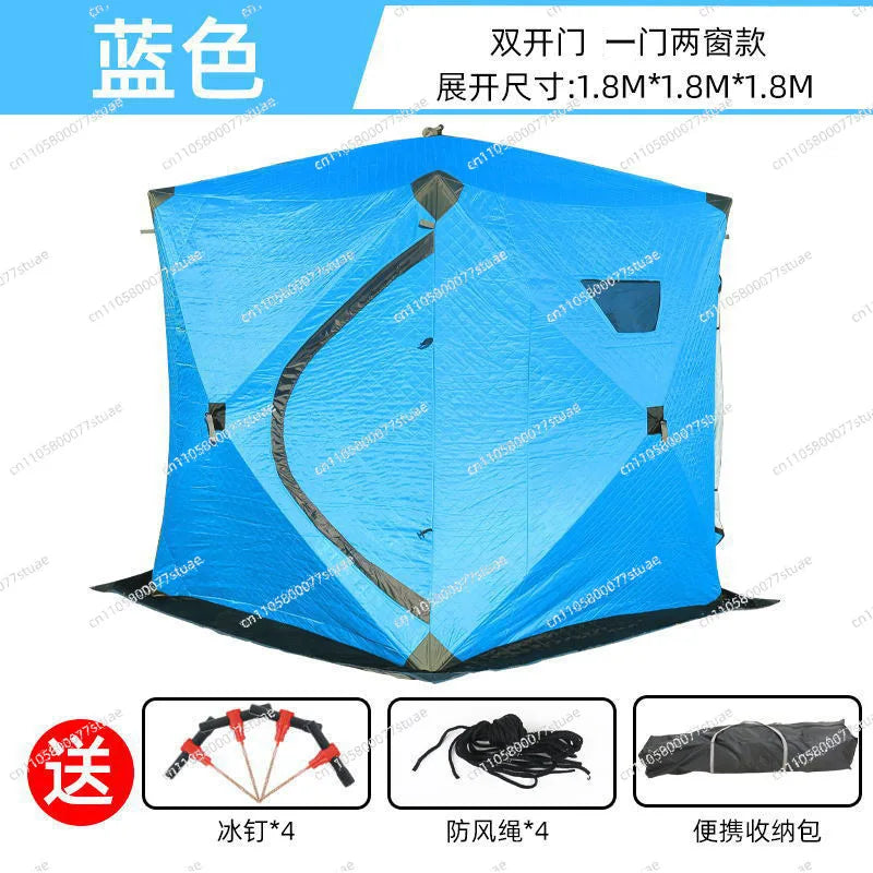 Hexagonal ice fishing tent Thickened warm and cold-proof quick-opening tent Winter fishing camping Ski portable tent
