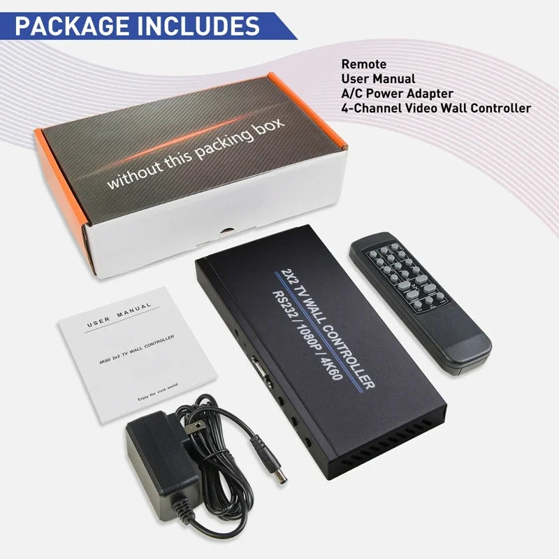 4K 60Hz 2x2 Video Wall Controller Multi Screen Splicing Processor 1x3 1x2 1x4 Office Meeting Monitor Mall 4 Channel TV Splicer