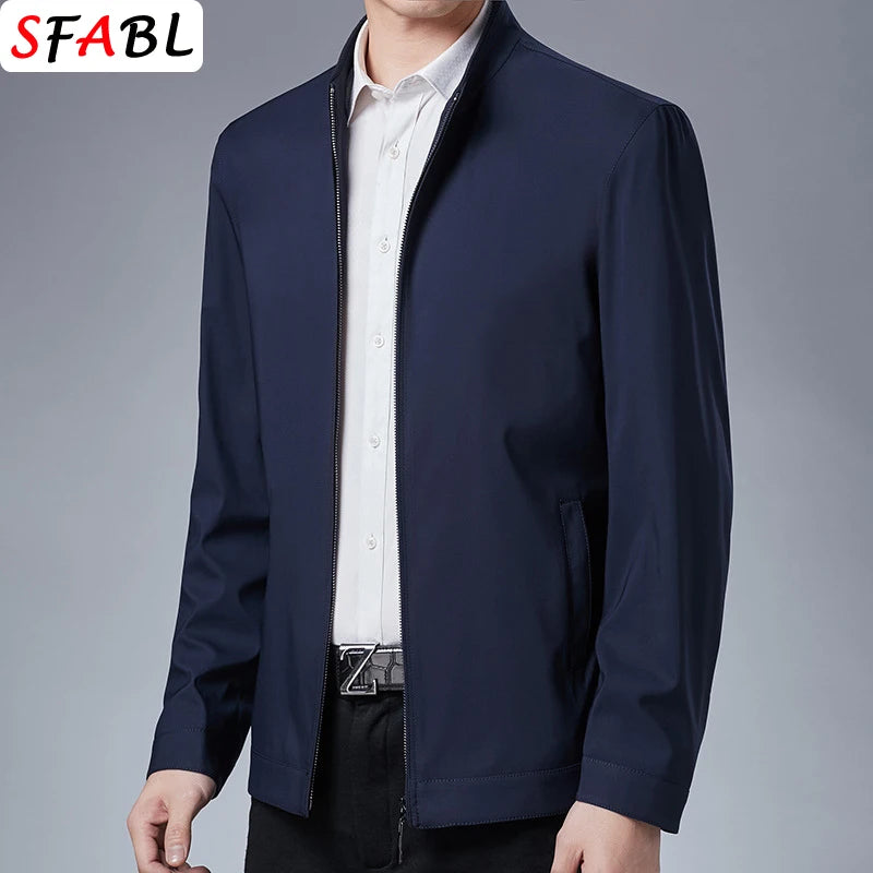 Herr Blazer med Dragkedja – Business Casual Kavaj för Kontor, Vår & Höst, 7 Färger