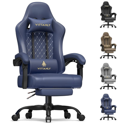 Vittanly Gaming Chair Ergonomic Gaming Chair with Headrest, Lumbar Cushion and Footrest, Height-Adjustable Rotating Office Chair