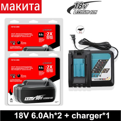 Makita 18V 6.0Ah batteri med laddare för Makita 18V elverktyg