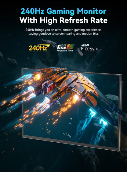 UPERFECT 24,5" Portabel Gaming Monitor – 240Hz 1ms IPS 460 nits HDR10 FreeSync USB-C Mini-HDMI VESA Laptop PS5 Switch