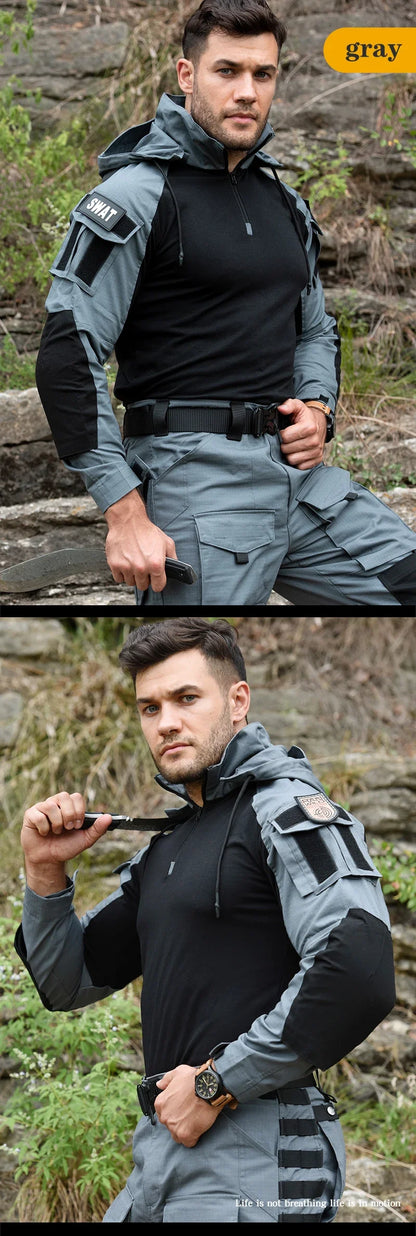Tactical Suits Milita Uniform Hiking Hunting Pants Men Combat Shirts Training Durable Breathable Camo Wear-resistant Cargo Pant