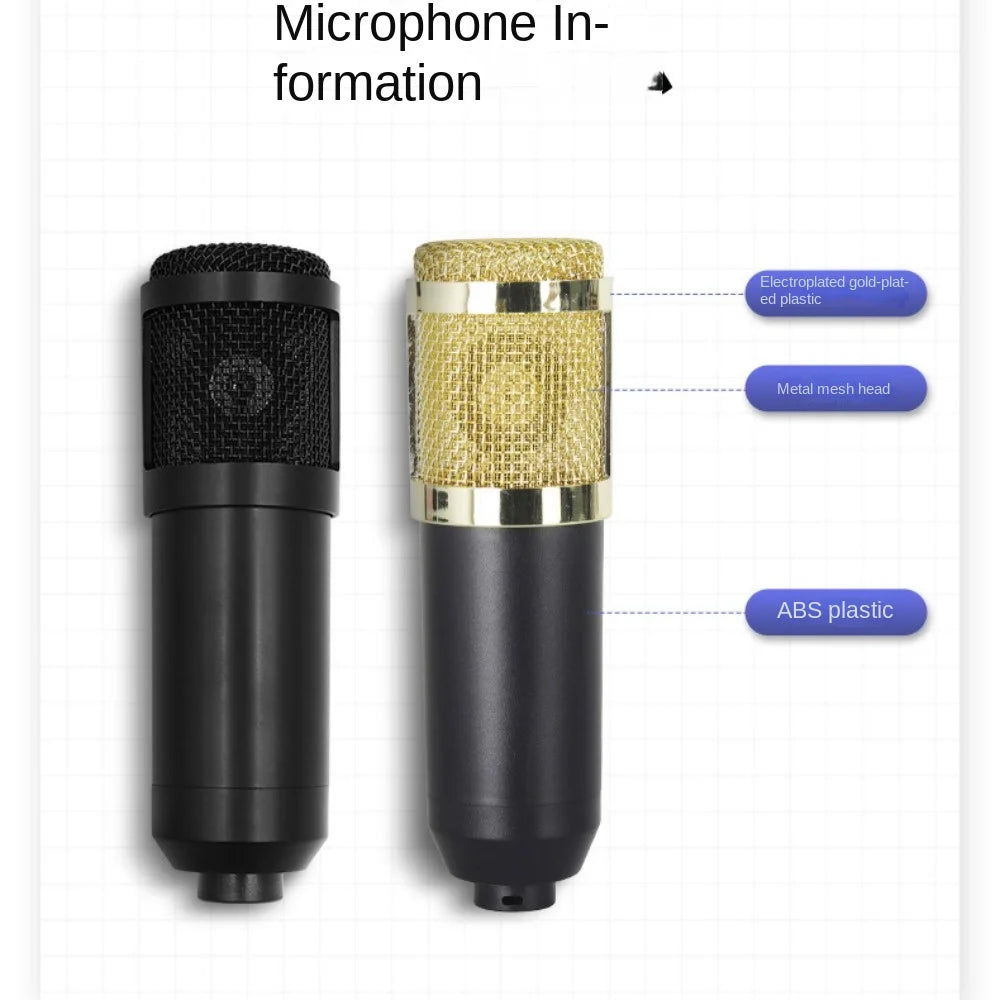 BM800 Condenser Microphone with V8Sound Card Set for Studio Recording AndStreaming Audio Smartphone Live Streaming Bracket Set