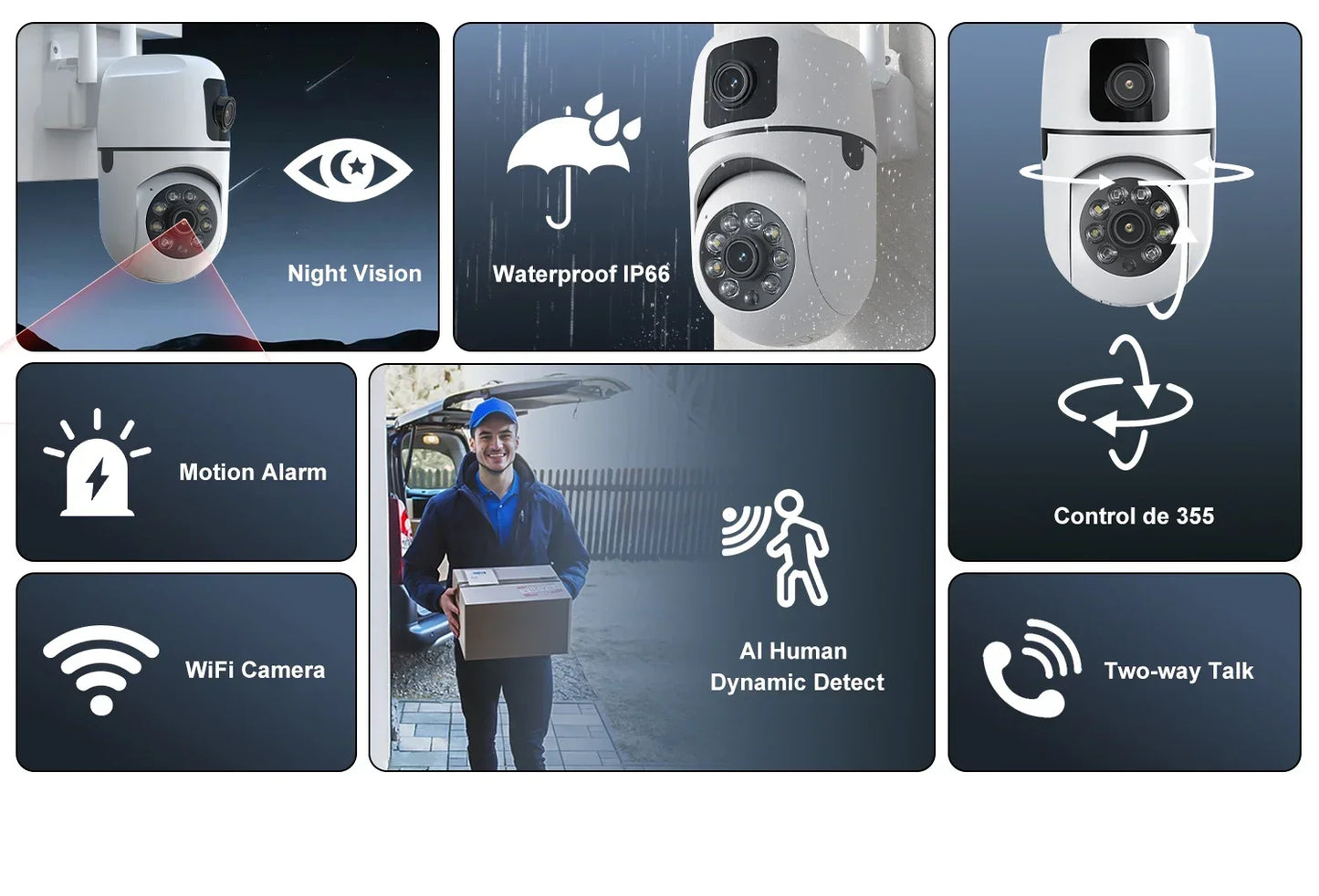 8MP Wifi Wireless Security Surveillance PTZ Camera 2 Lens 8X Zoom Camera 5MP Tracking Two-way Audio Night Color Pet Baby Monitor