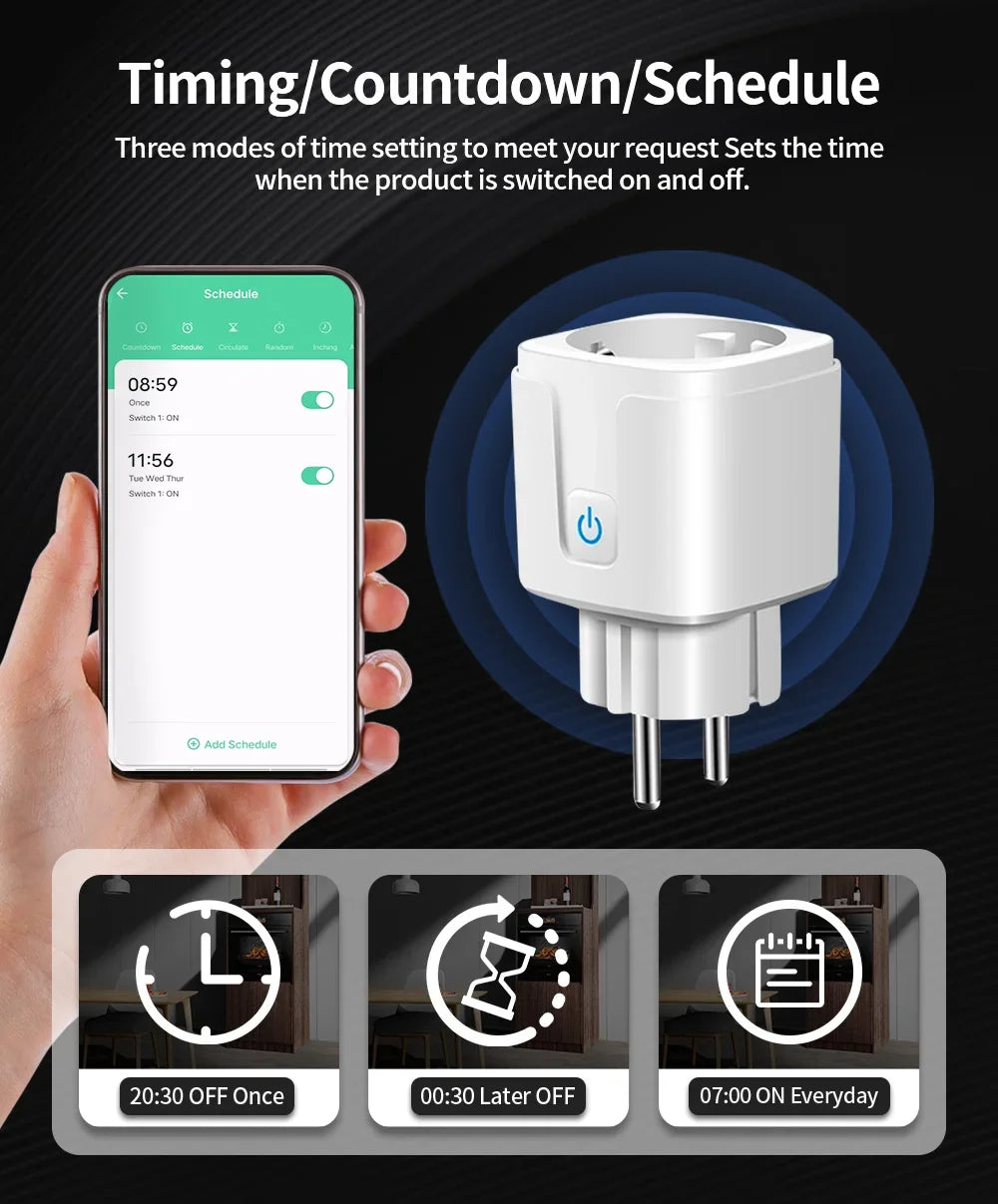 TNCE Tuya Smart Plug WiFi/Zigbee3.0 Socket 16A/20A Power Monitor Remote Control Smart Life APP Remote Control Voice Contr Alexa