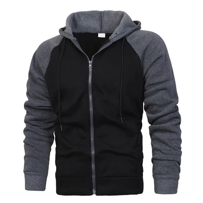 Sweatshirts Hooded Long Sleeve Men Hoodies Patchwork Outerwear Spliced Casual Loose Fit Sports Pockets Zipper Cardigan 2025