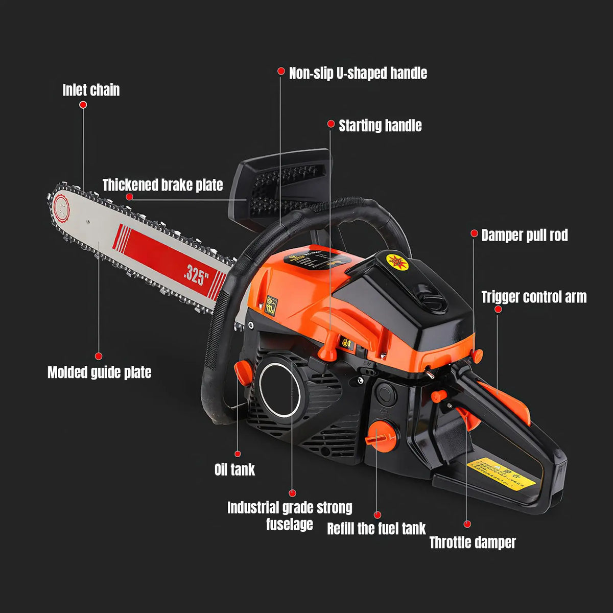 6000W 2-Stroke 20 Inch Gas Powered Chainsaw, 68CC Heavy Duty Logging Saw, Anti-Vibration Petrol Chain Saw for Farm, Garden & Tree Felling