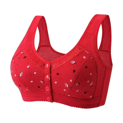 Front Closure Confortable Bra For Older Women Wire Free Bras Push Up Underwear Female Everyday Lingerie Large Bust 110A