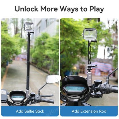For Insta 360 X5 X4 X3 GO 3S Motorcycle Bicycle Clip Bracket for GoPro 13 12 11 DJI Action 6 Bike Selfie Stick Camera Accessory