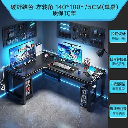 Corner Gaming Table Computer Desk Double Desktop for Home Student Bedroom Small Apartment Space Saving Workstation