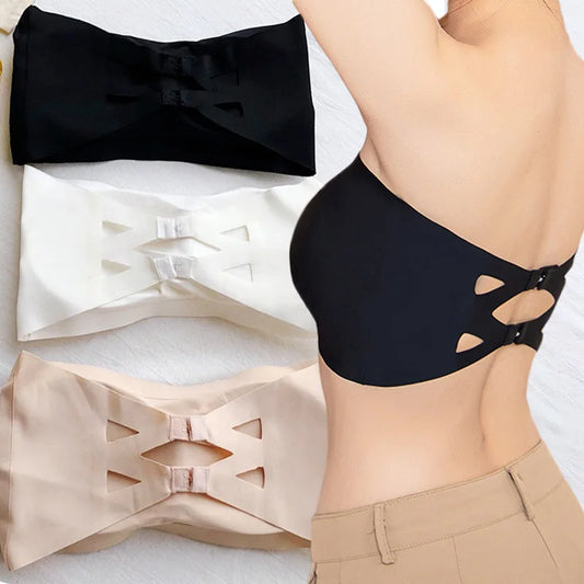 Is-silke axelbandslös bh sömlös crop tube top bralette för kvinnor