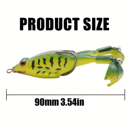 1pc Surface Frog Lure Top Water Bass Fishing Lures Soft Frog Double Propellers Legs Freshwater Rotating Tail Floating Swing Bait