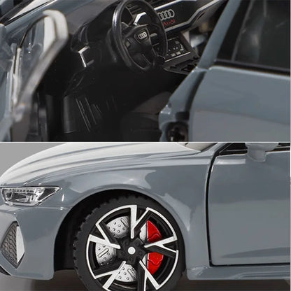 Audi RS6 Diecast Modellbil 1:32 – Ljud & Ljus 7 Dörrar öppnas Zinklegering CE Svart Grå Samlarmodell 2026