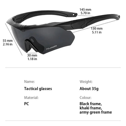 Militära Taktiska Glasögon med 3 Linser för Airsoft och Skytte