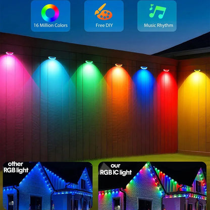 Permanenta RGB Takfots-LED – IP67, Bluetooth-app & Fjärr, Svart/Vit, 5–90M, EU/US-kontakt