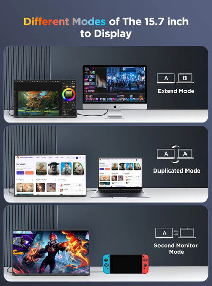 UPERFECT 15,6" 4K UHD Portabel Touchmonitor – 3840x2160 10-punktstouch IPS 100% sRGB HDR AMD FreeSync USB-C HDMI VESA EU-lager