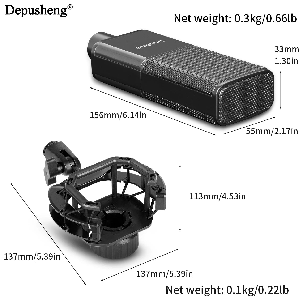 DEPUSHENG V12 Condenser Microphone 48V Sound Card Microphone Anchor Voice Recording Studio High Fidelity