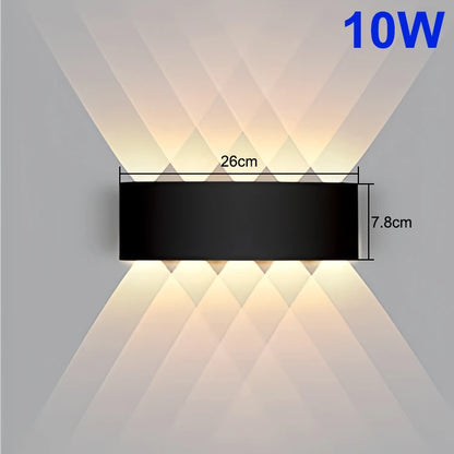 LED Vägglampa Utomhus & Inomhus – Upp & Ned Ljuseffekt, Vattentålig, AC85–265V, 8 Stilar