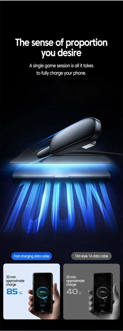USB-C snabbladdningskabel med 90° kontakt – USB-A eller USB-C till USB-C