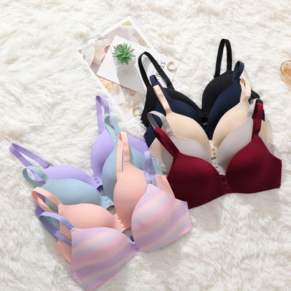 Ice Silk Seamless Wireless Bra Women Push Up Comfort Underwear 3/4 Cup Deep V Neck Daily Lingerie Bralette Plus Size