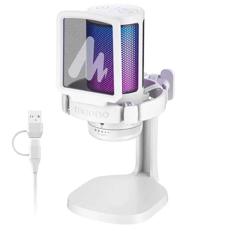 MAONO DGM20 USB Gaming Microphone for PC with RGB Light Noise Reduction Tap-to-Mute Gain Control for Discord Streaming Podcast