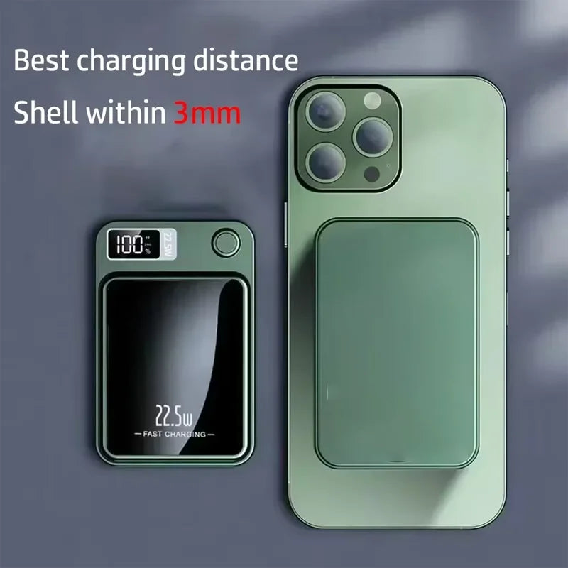 Lenovo New 500000mAh Magnetic Wireless Power Bank Super Fast Charging LED Display Digital for MagSafe For iPhone Huawei Xiaomi