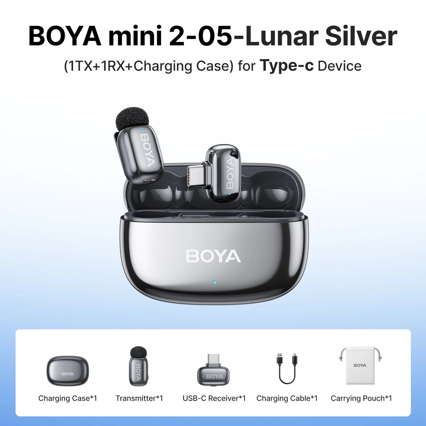 BOYA Mini 2 Wireless Lavalier Microphone AI Noise Reduction Mini Mic for iPhone 6-14/15-17 USB-C Android Phone Video Recording