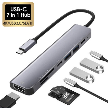 7-i-1 USB-C-hubb med HDMI, SD/TF och PD – 4K 30 Hz