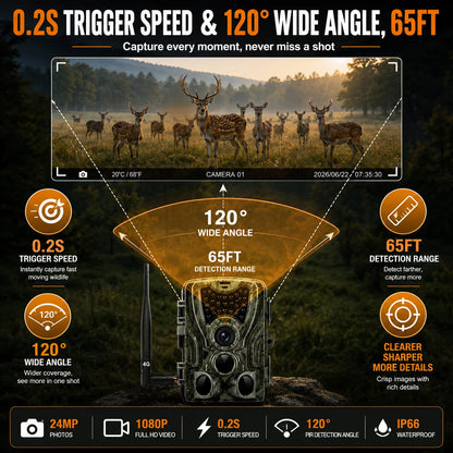Suntekcam HC-801 Series APP Control 4G 20MP 1080P Hunting Trail Camera Wireless Wildlife Cameras 0.3S Trigger Night Vision