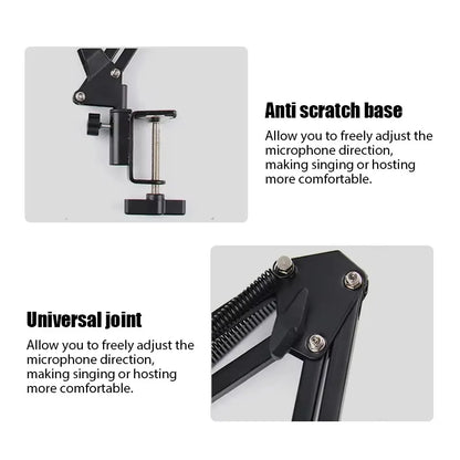 Adjustable Microphone Stand Desktop Boom Holder Professional Flexible Scissor Arm for Podcast/Streaming/Youtube