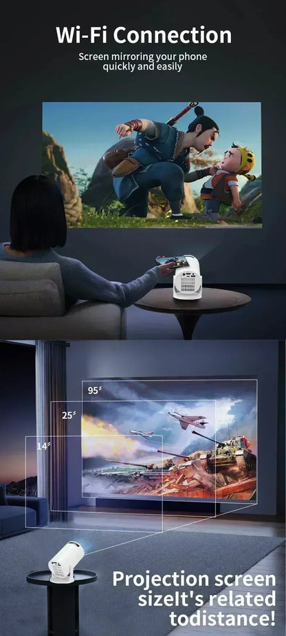 New SmartProjector Mini HY300 8K Android 11 Dual Wifi6 290ANSI Allwinner H726 BT5.4 1080P 1280*720P Home Cinema Outdoor Projetor