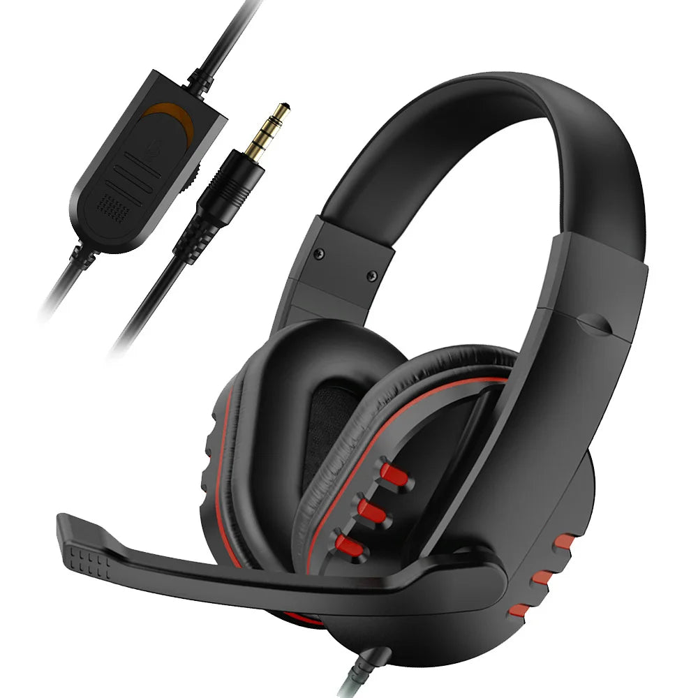 Gaming Headset 3,5mm Over-Ear – HD-mikrofon Omnidirektionell Stereo PS4 PC Smartphone 210x190x90mm Blå Röd