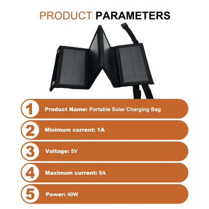 4-Fold Foldable Solar Panel Portable Solar Charger Outdoor Monocrystalline High-Efficiency Photovoltaic Charging