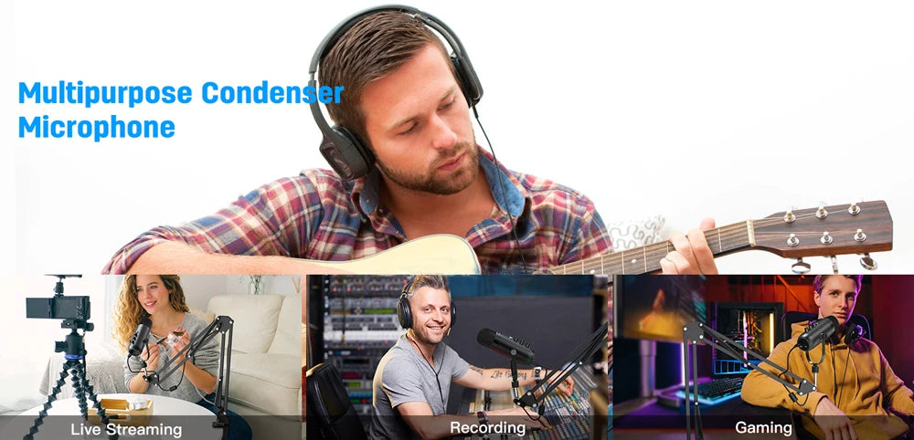 Haomuren professionellt USB-mikrofonkit för studio och podcast med kardioidkondensator