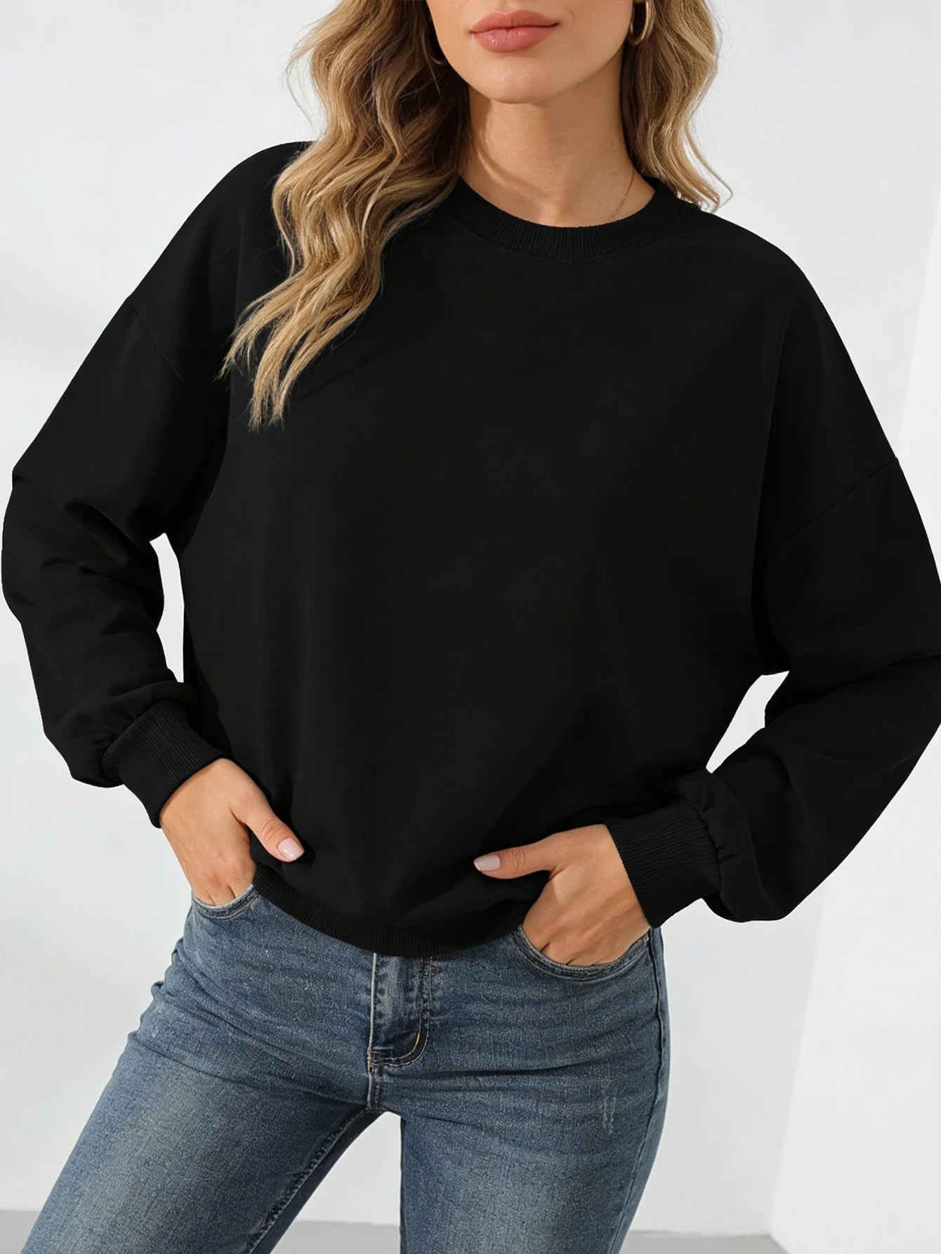 Women's Pullover Round-Neck Trendy Casual Sports Hoodie Top Base Layer Shirt, Versatile, Fashionable Round-Neck Hoodie