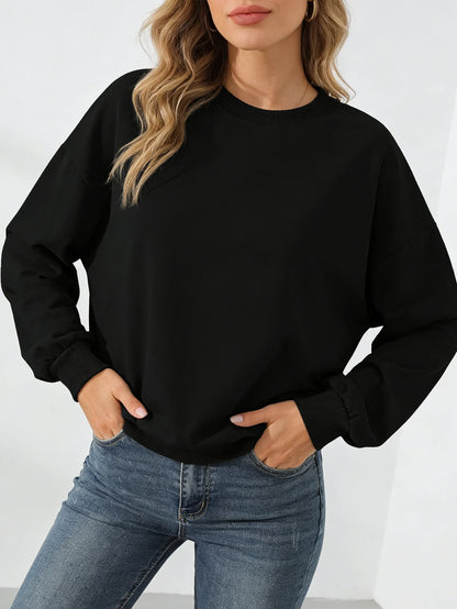 Women's Pullover Round-Neck Trendy Casual Sports Hoodie Top Base Layer Shirt, Versatile, Fashionable Round-Neck Hoodie