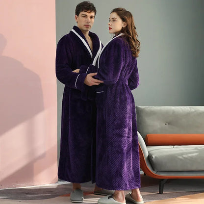 Female Autumn and Winter Warm Long Coral Velvet Thick Couple Bath Bathrobes Men Women Pajamas Shower Robe Bath Towels For Adults